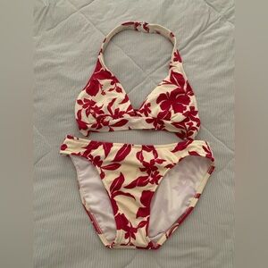 Xhilaration Red and Cream Floral Bikini